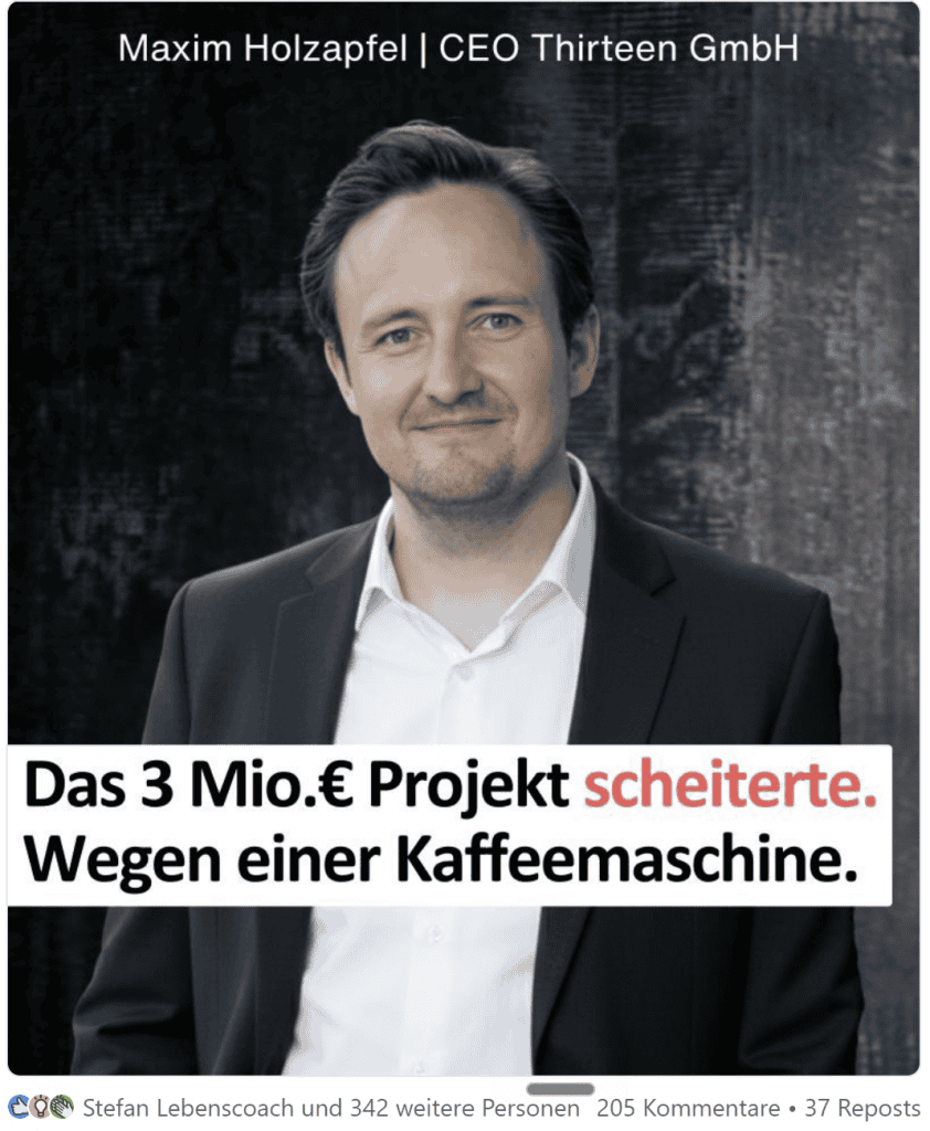 Das 3-Millionen-Projekt scheiterte. Wegen einer Kaffeemaschine.