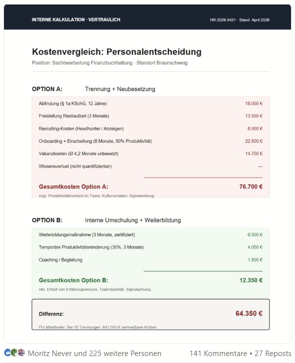 Wir entlassen die Menschen, die wir umschulen müssten.
