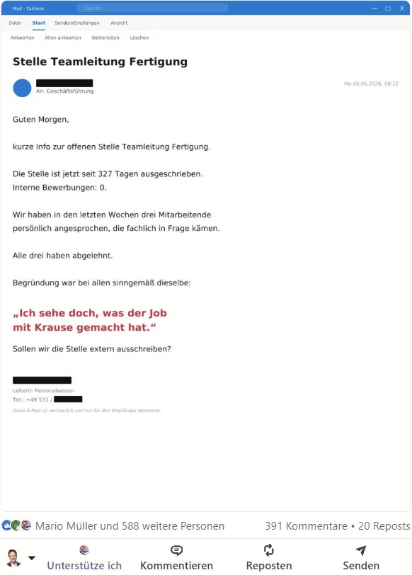 Niemand in deinem Unternehmen will mehr führen.